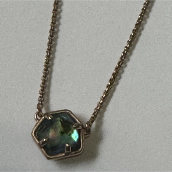 Kendra Scott Jaxon Rose Gold Pendant Necklace In Abalone Shell 16 Inches - Picture 1 of 8